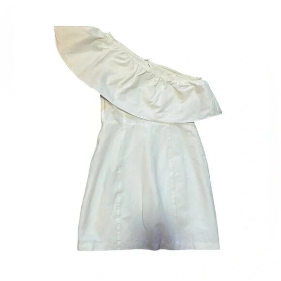 A.L.C. Evan White One Shoulder Ruffle Mini Dress - Size 4 Bridal/Grad - Picture 7 of 8